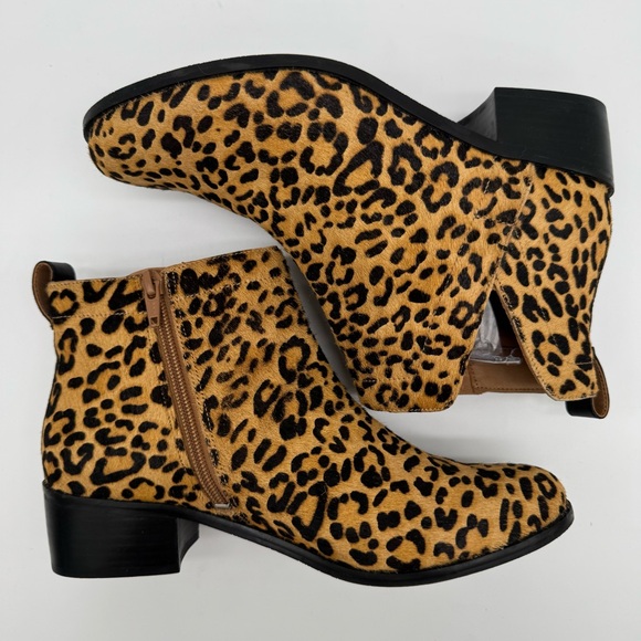 Vionic Clara Leather Cow Hair Leopard Ankle Boot Size 8.5 - Picture 6 of 12